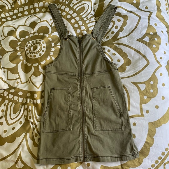 Olive Zip-Up Front Romper - Picture 1 of 12